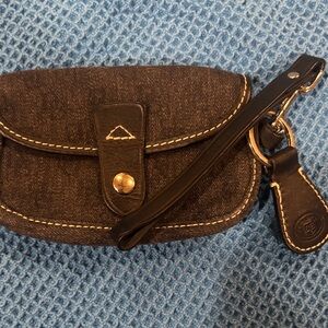 Black Dooney & Bourke Denim Wristlet with Leather Strap